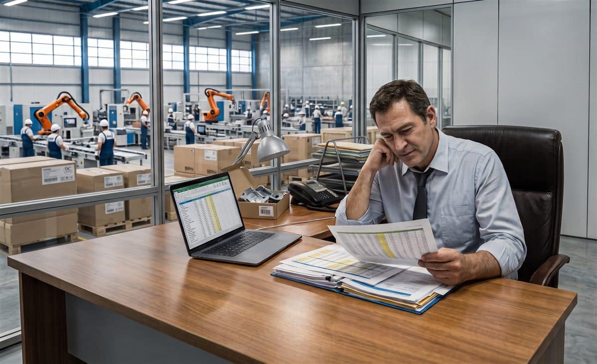 Responsable de compras revisando datos de consumo eléctrico de su empresa